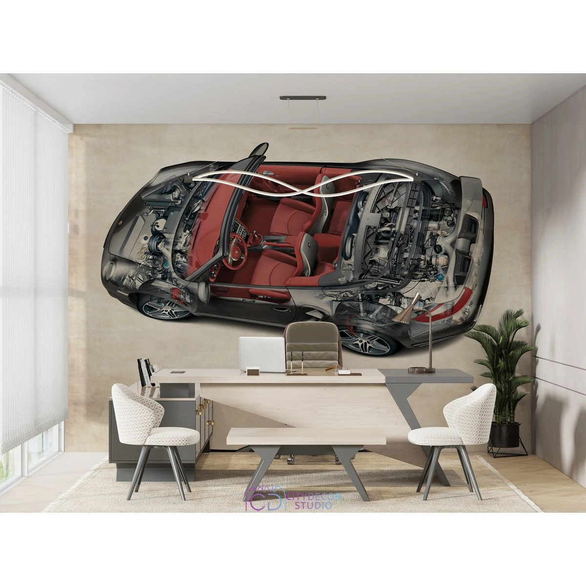 Дизайнерские фотообои по индивидуальному размеру Citydecor Technic (Porsche 911 Turbo Cabriolet) 43