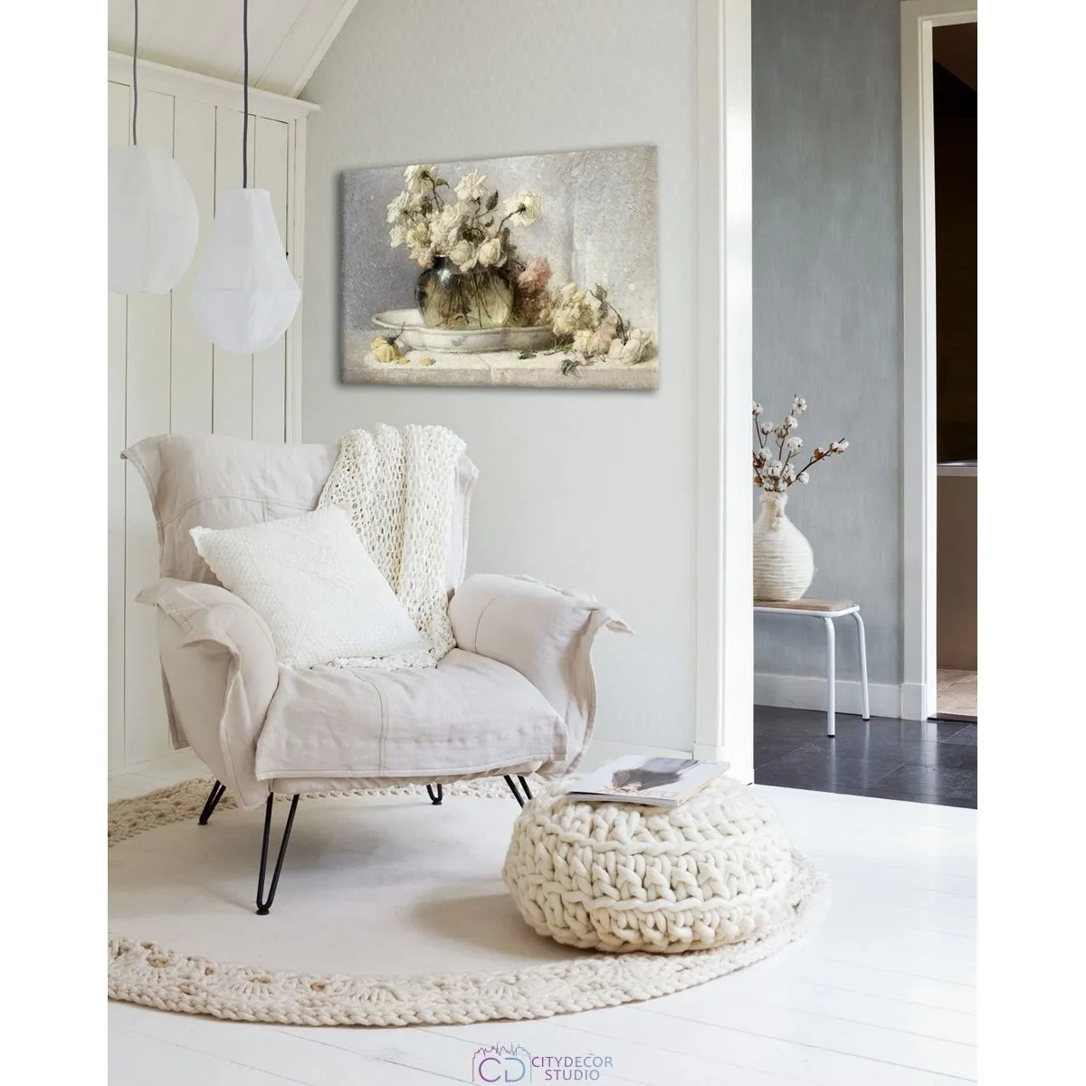 Модульная картина Citydecor "Розы", Джон Фергюсон Вейр. Репродукция, арт.1.225 (1 модуль) 60x90 см
