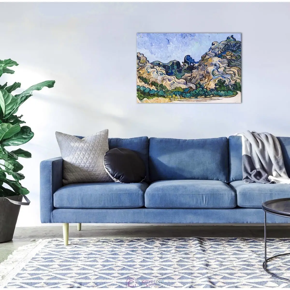 Модульная картина Citydecor &quot;Горы в Сен-Реми&quot;, Винсент ван Гог. Репродукция, арт. 1.274 (1 модуль) 60x90 см