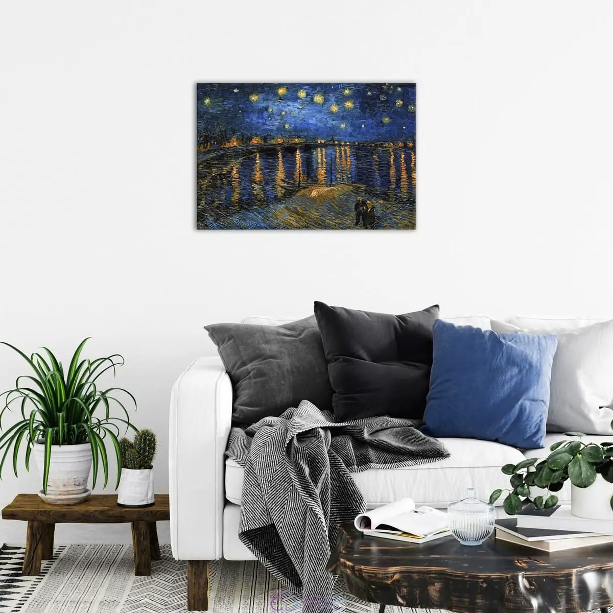 Модульная картина Citydecor "Звездная ночь над Роной", Винсент ван Гог. Репродукция, арт. 1.275 (1 модуль) 60x90 см