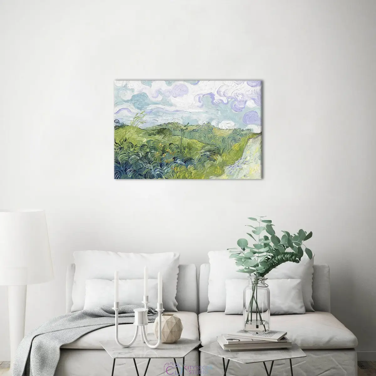 Модульная картина Citydecor "Зеленые пшеничные поля", Винсент ван Гог. Репродукция, арт. 1.277 (1 модуль) 60x90 см