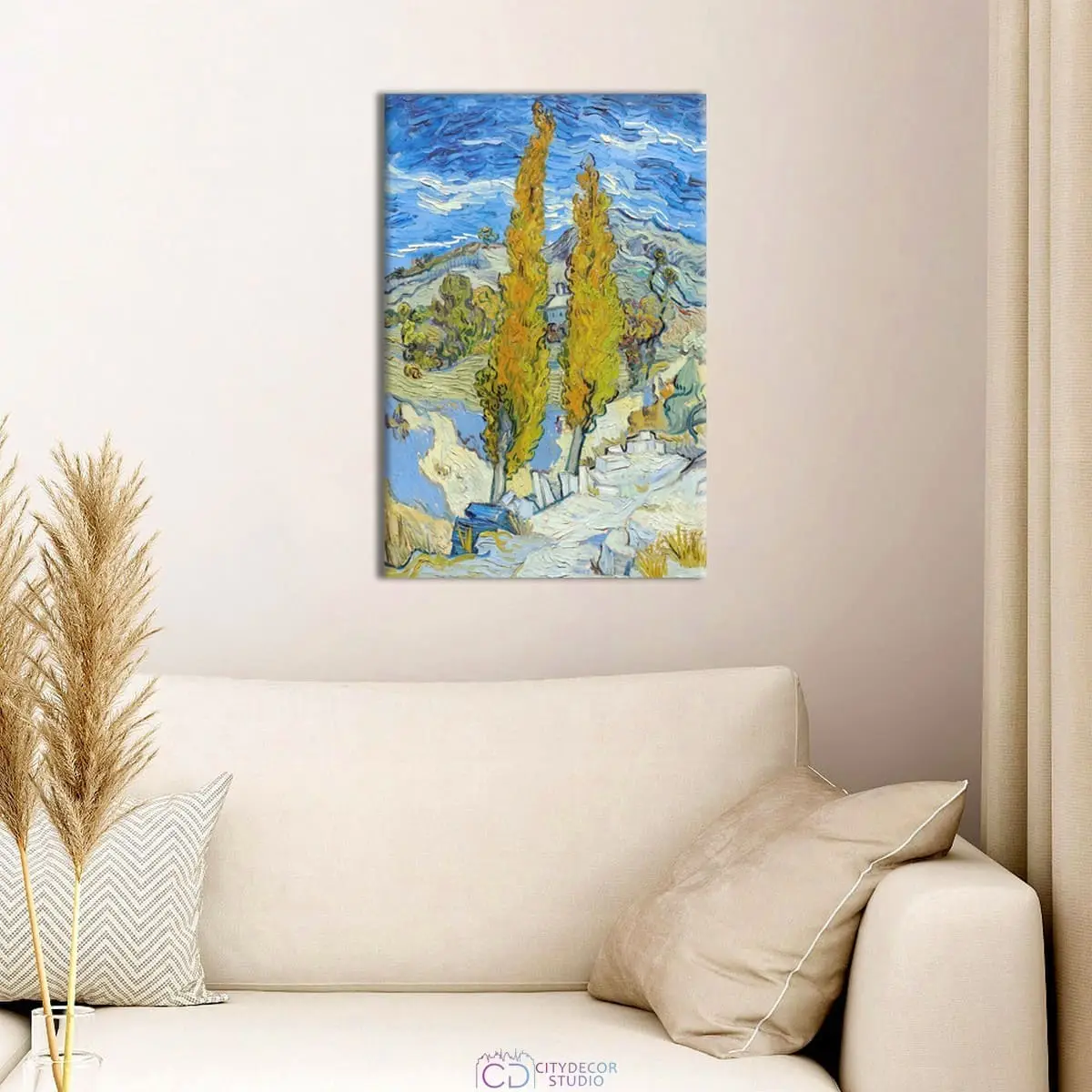 Модульная картина Citydecor "Тополя в Сен-Реми", Винсент ван Гог. Репродукция, арт. 1.280 (1 модуль) 60x90 см