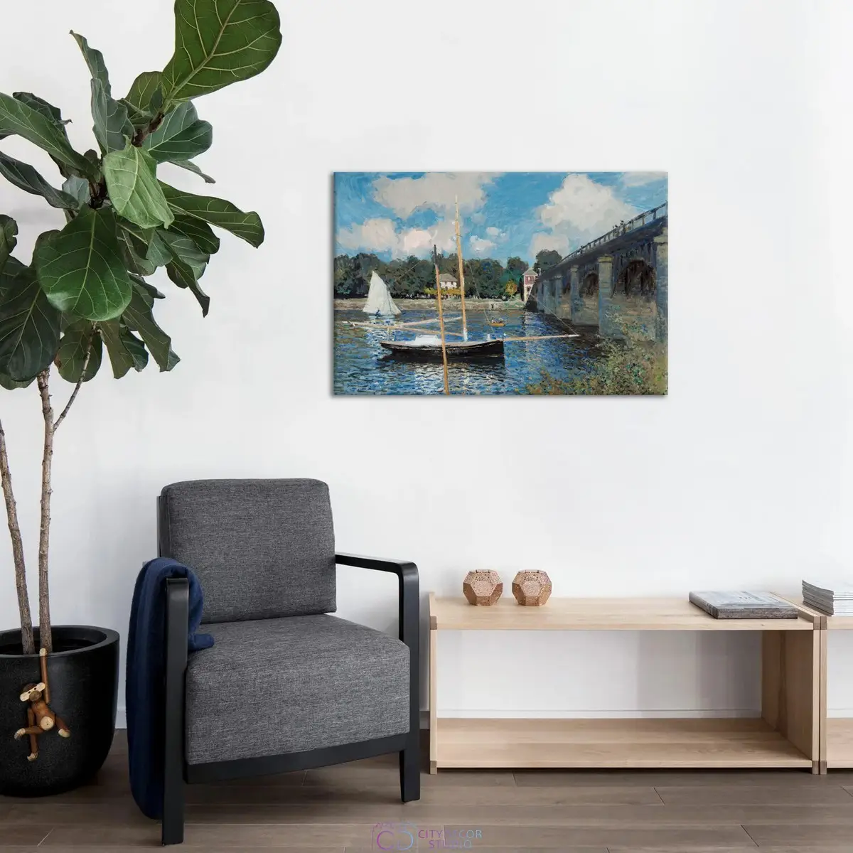 Модульная картина Citydecor "Мост в Аржантее", Клод Моне. Репродукция, арт. 1.293 (1 модуль) 60x90 см