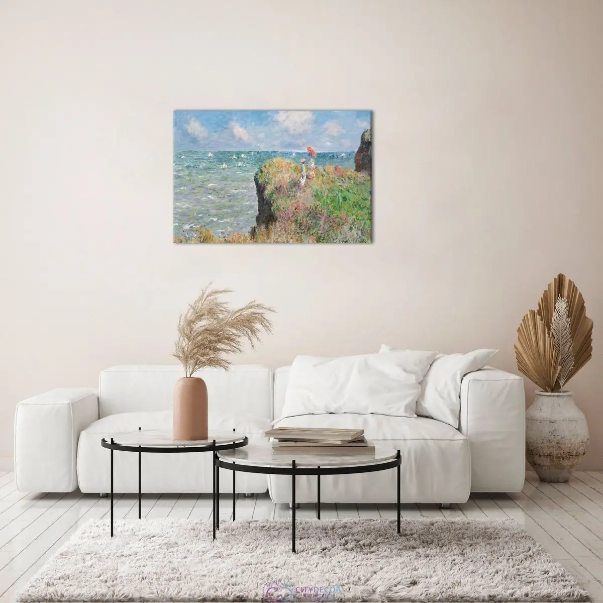 Модульная картина Citydecor "Прогулка по скалам Пурвиля", Клод Моне. Репродукция, арт. 1.296 (1 модуль) 60x90 см