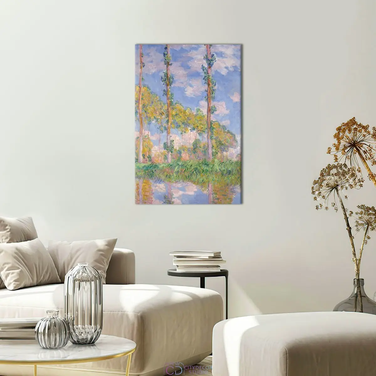 Модульная картина Citydecor "Тополя на солнце", Клод Моне. Репродукция, арт. 1.298 (1 модуль) 60x90 см