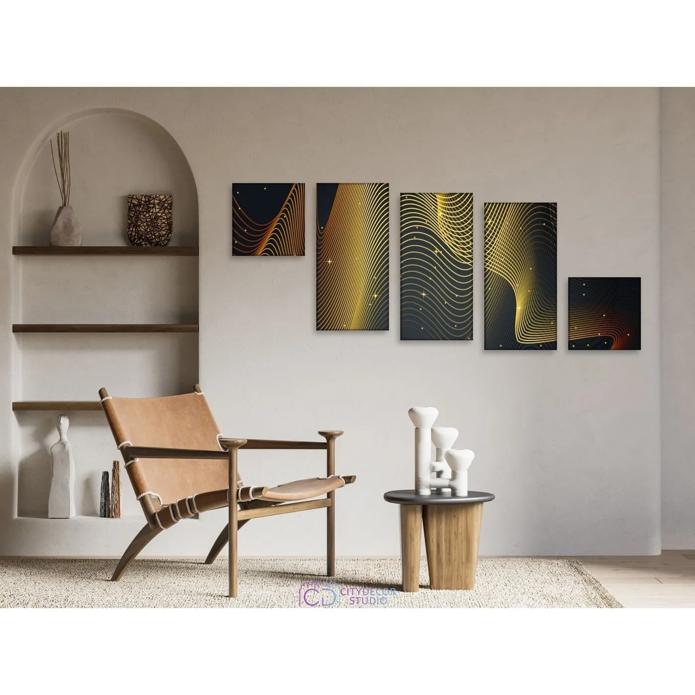 Модульная картина Citydecor Абстракция арт. 10.7 (5 модулей) 85x197 см