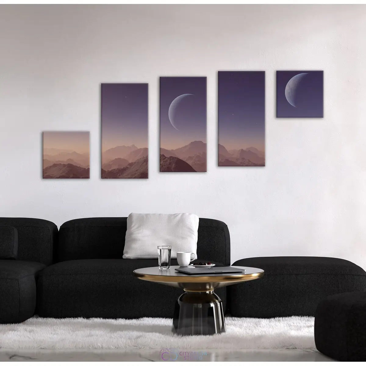 Модульная картина Citydecor Абстракция арт. 10.9 (5 модулей) 85x197 см