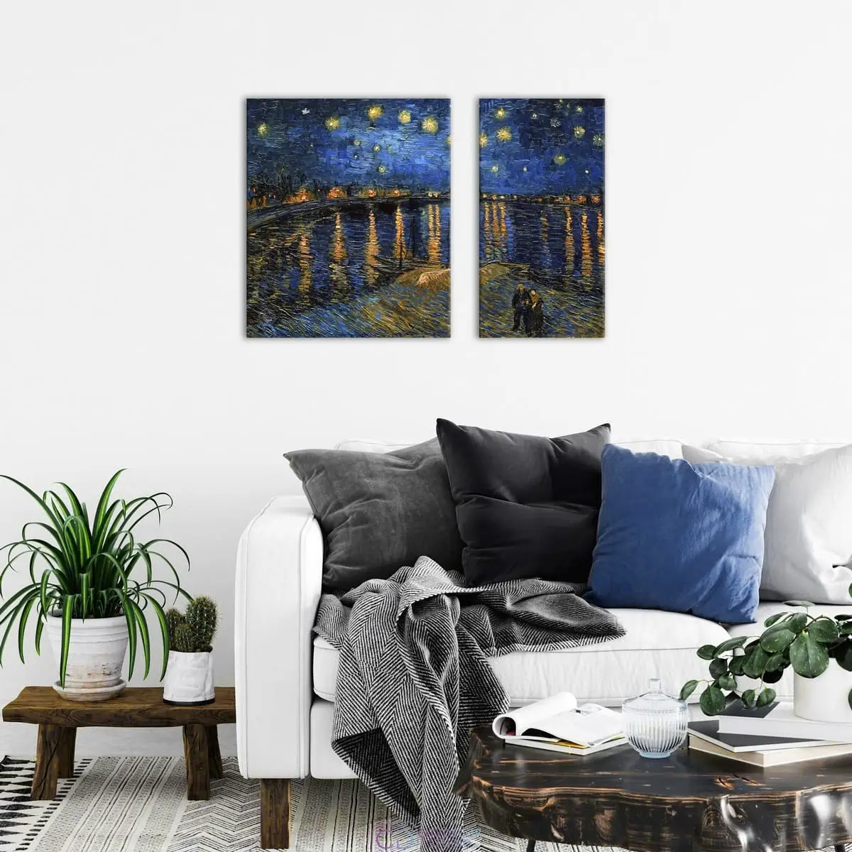 Модульная картина Citydecor "Звездная ночь над Роной", Винсент ван Гог. Репродукция, арт. 12.57 (2 модуль) 70x100 см