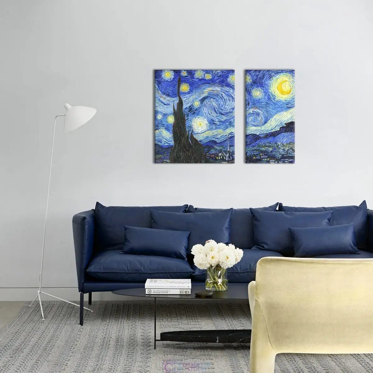 Модульная картина Citydecor "Звездная ночь", Винсент ван Гог. Репродукция, арт. 12.58 (2 модуль) 70x100 см
