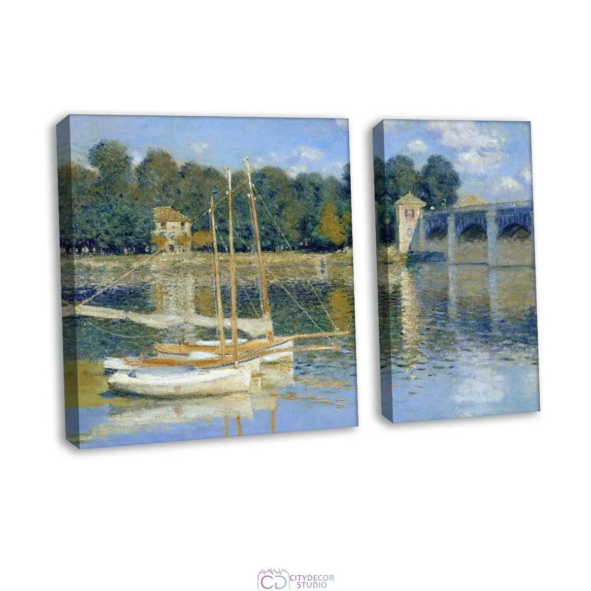 Модульная картина Citydecor "Мост в Аржантее", Клод Моне. Репродукция, арт. 12.63 (2 модуля) 70x100 см