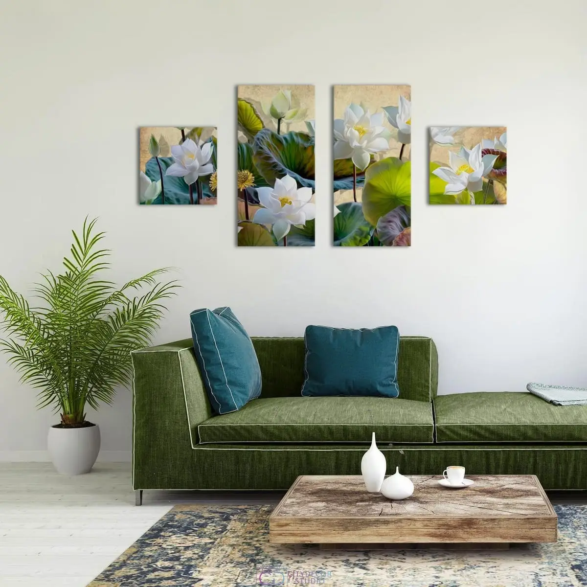 Модульная картина Citydecor Цветы/Растения арт.15.12 (4 модуля) 77x157 см