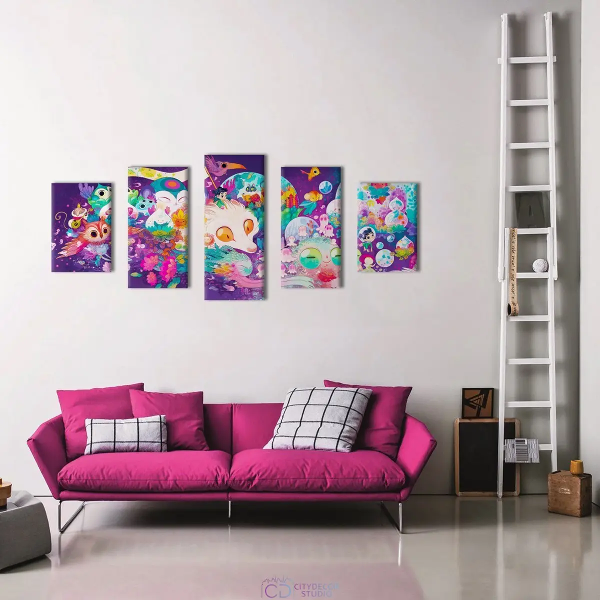 Модульная картина Citydecor Детская арт.17.30 (5 модулей) 90x197 см
