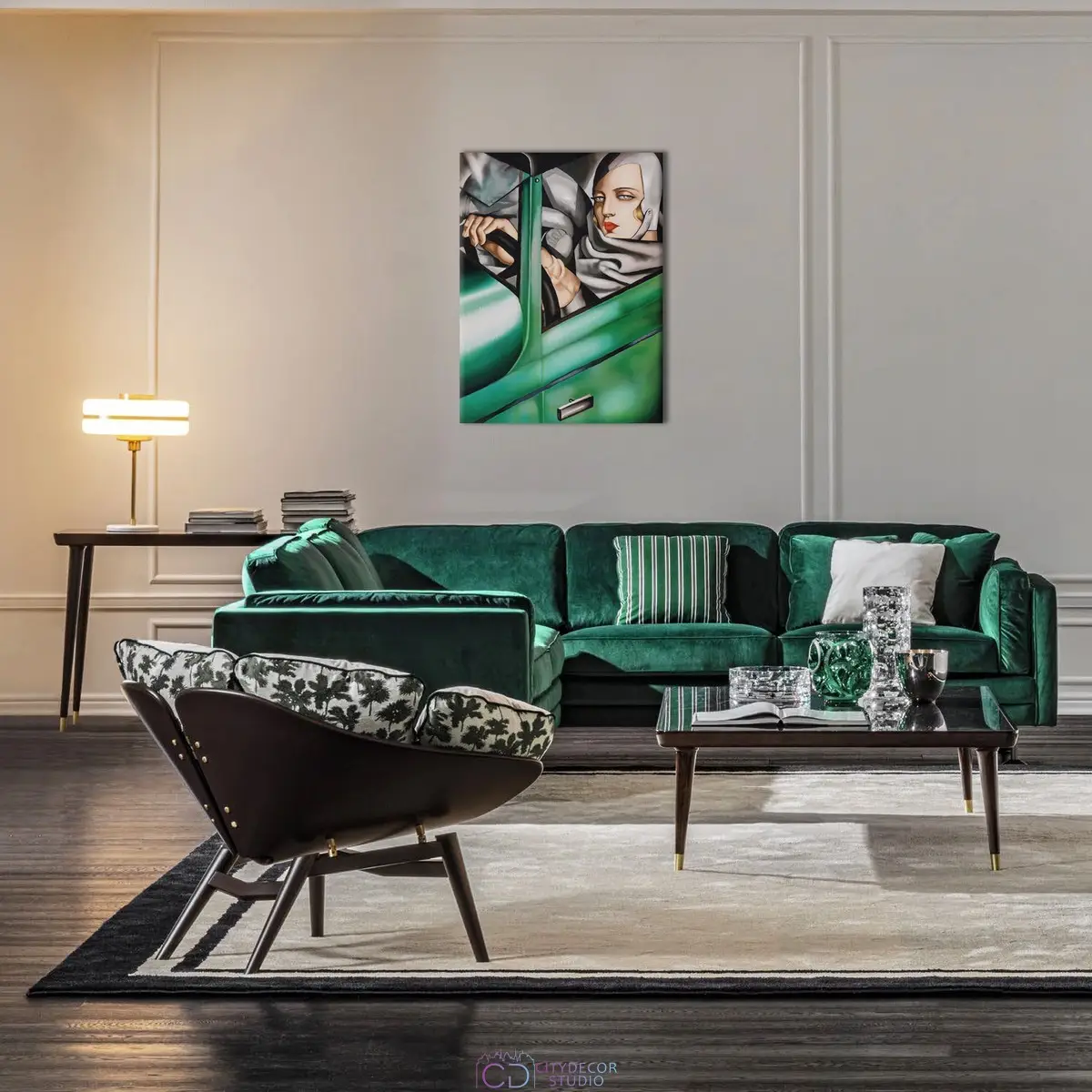 Модульная картина Citydecor "В зеленом Бугатти", Тамара Лемпицка. Репродукция, арт. 19.29 (1 модуль) 60x80 см