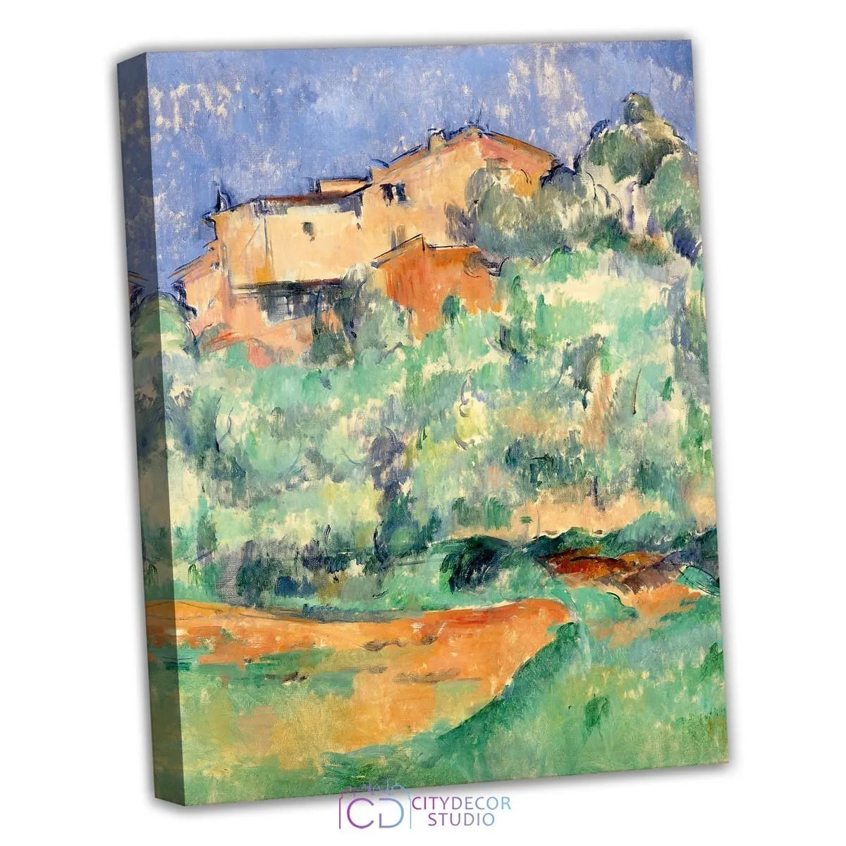 Картина "Ферма Бельвю", Поль Сезанн. Репродукция, арт. 19.4 (90x70 см)