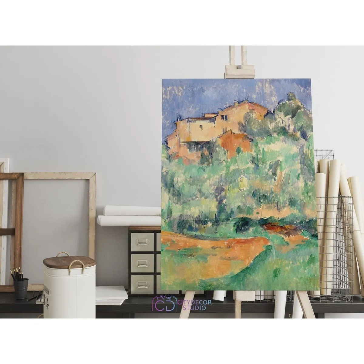 Картина "Ферма Бельвю", Поль Сезанн. Репродукция, арт. 19.4 (90x70 см)