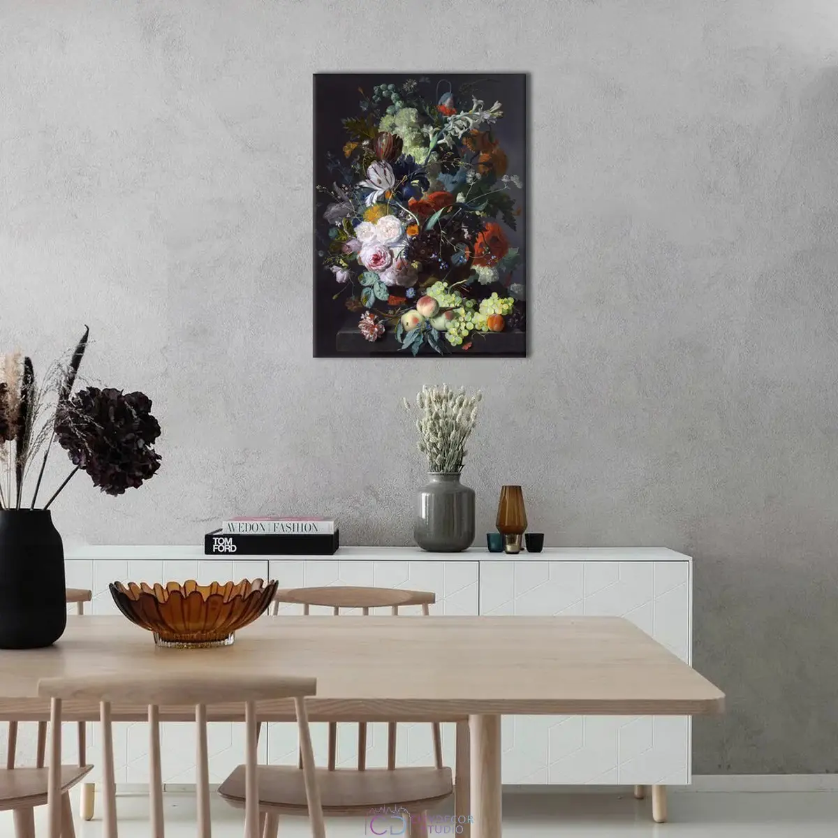 Модульная картина Citydecor &quot;Натюрморт с цветами и фруктами&quot;, Ян ван Хейсум. Репродукция, арт. 19.47 (1 модуль) 60x80 см