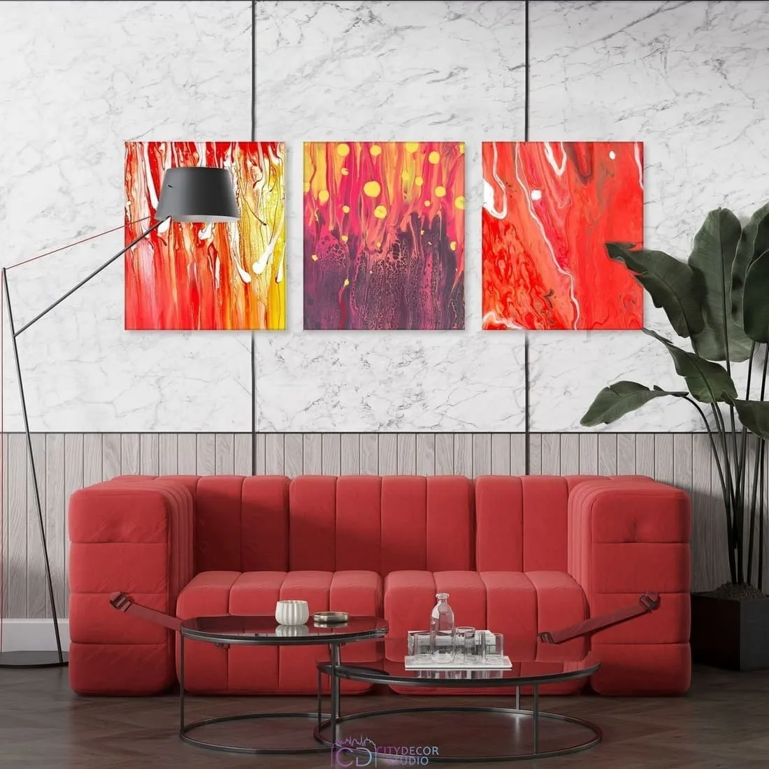 Модульная картина Citydecor Абстракция арт. 2.119 (3 модуля) 70x186 см