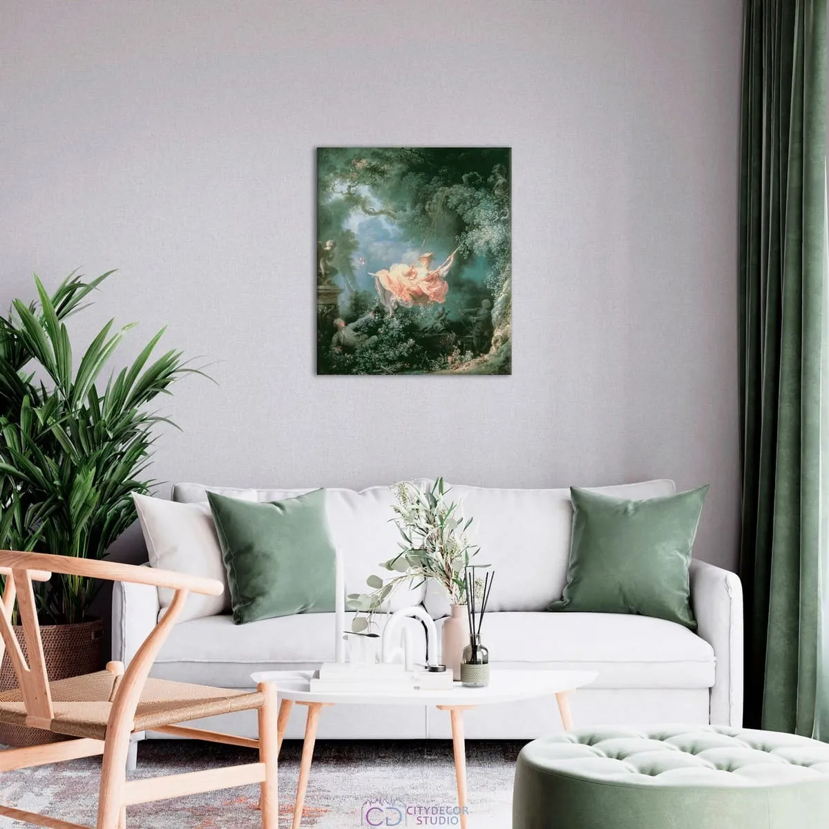 Модульная картина Citydecor &quot;Качели&quot;, Жан Оноре Фрагонар. Репродукция, арт.2.153 (1 модуль) 60x70 см