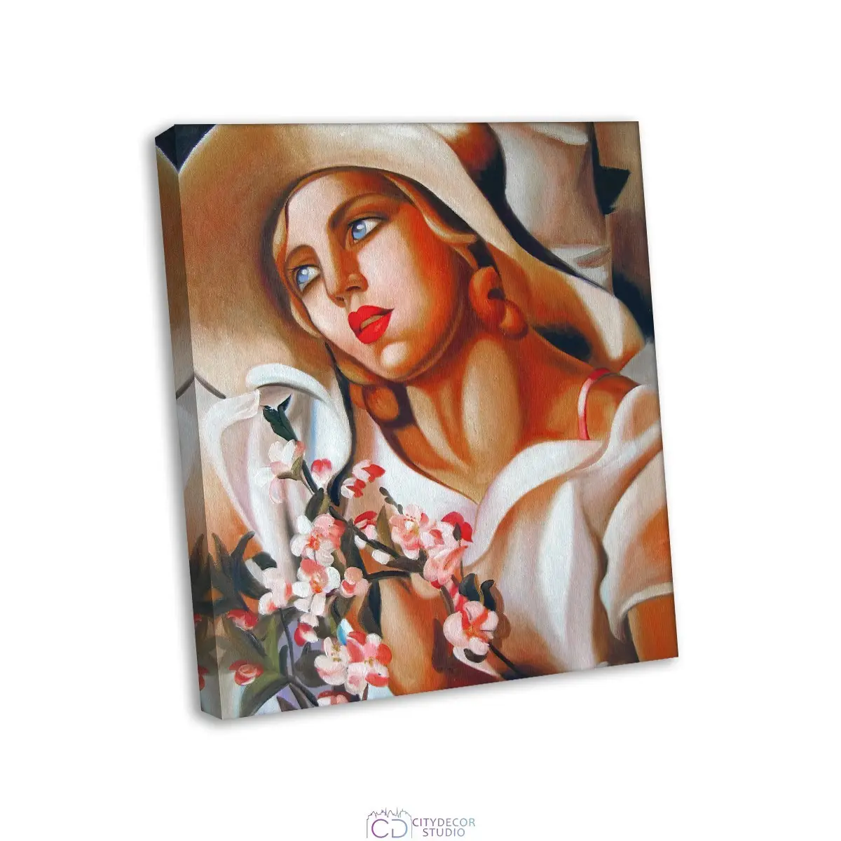 Модульная картина Citydecor "Соломенная шляпка", Тамара Лемпицка. Репродукция, арт. 2.184 (1 модуль) 60x70 см