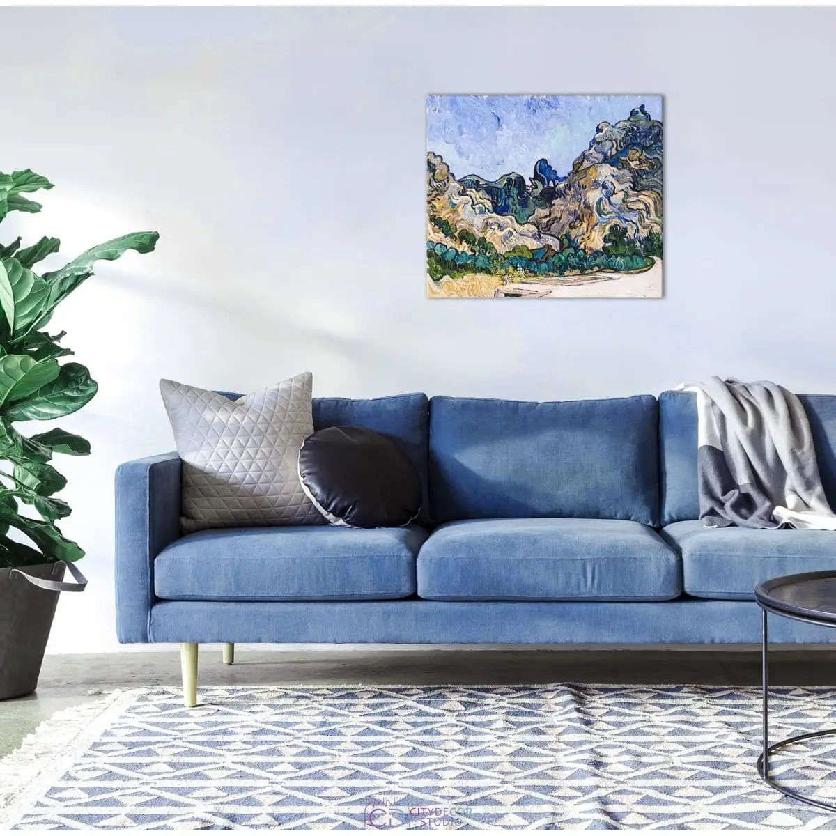 Модульная картина Citydecor &quot;Горы в Сен-Реми&quot;, Винсент ван Гог. Репродукция, арт. 2.202 (1 модуль) 60x70 см