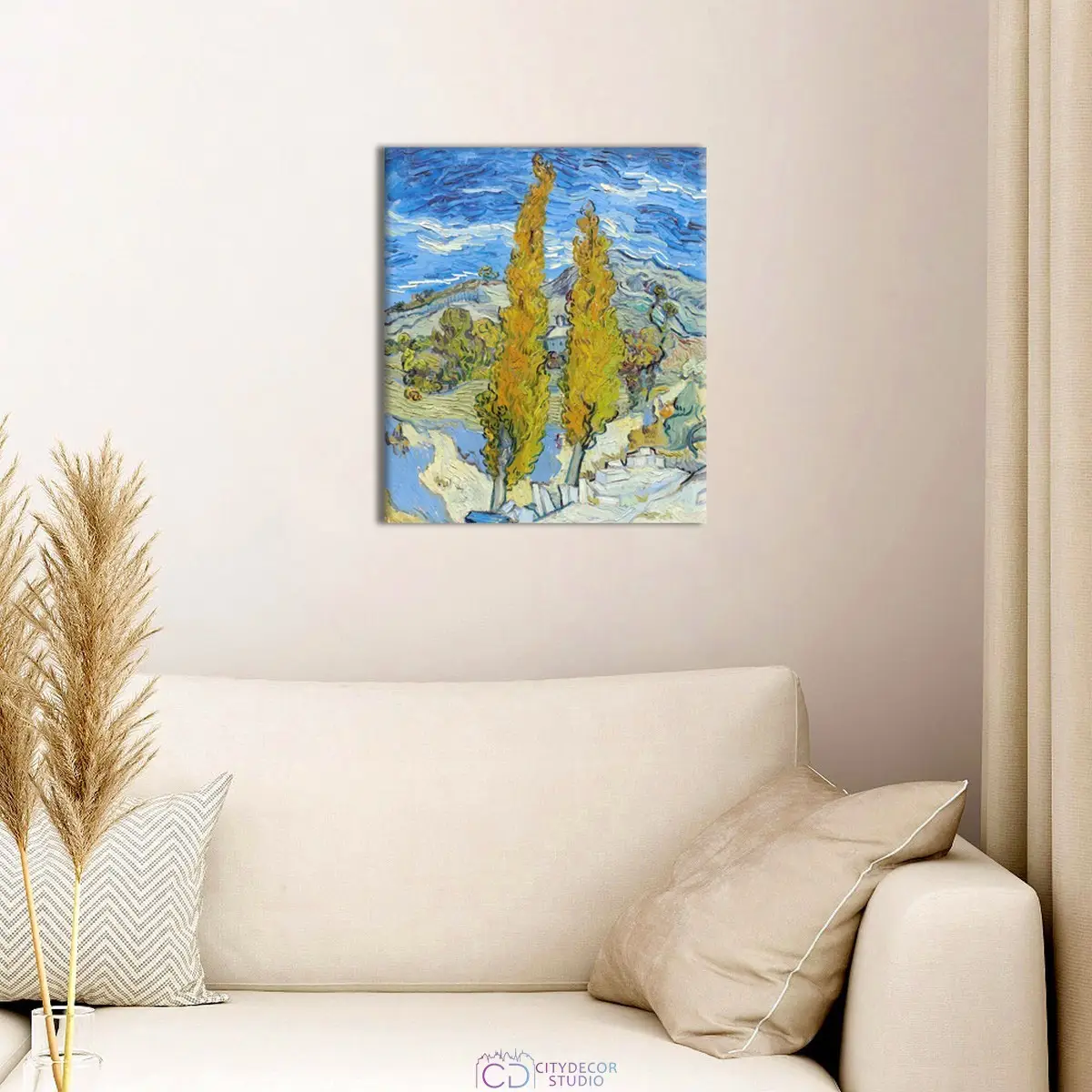 Модульная картина Citydecor "Тополя в Сен-Реми", Винсент ван Гог. Репродукция, арт. 2.209 (1 модуль) 60x70 см