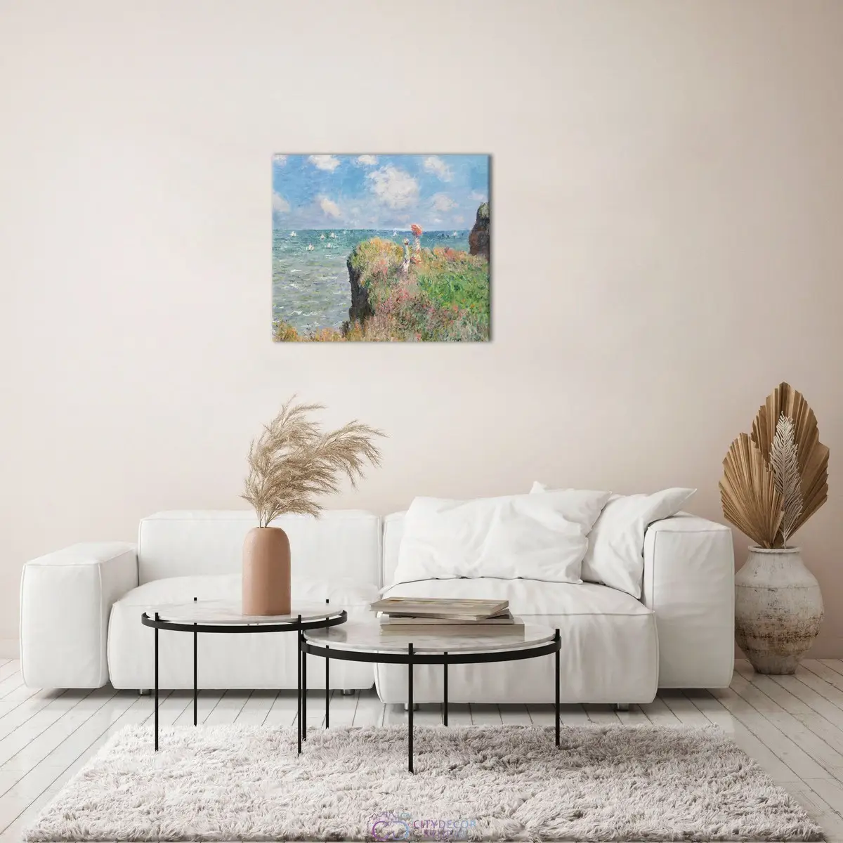 Модульная картина Citydecor "Прогулка по скалам Пурвиля", Клод Моне. Репродукция, арт. 2.227 (1 модуль) 60x70 см