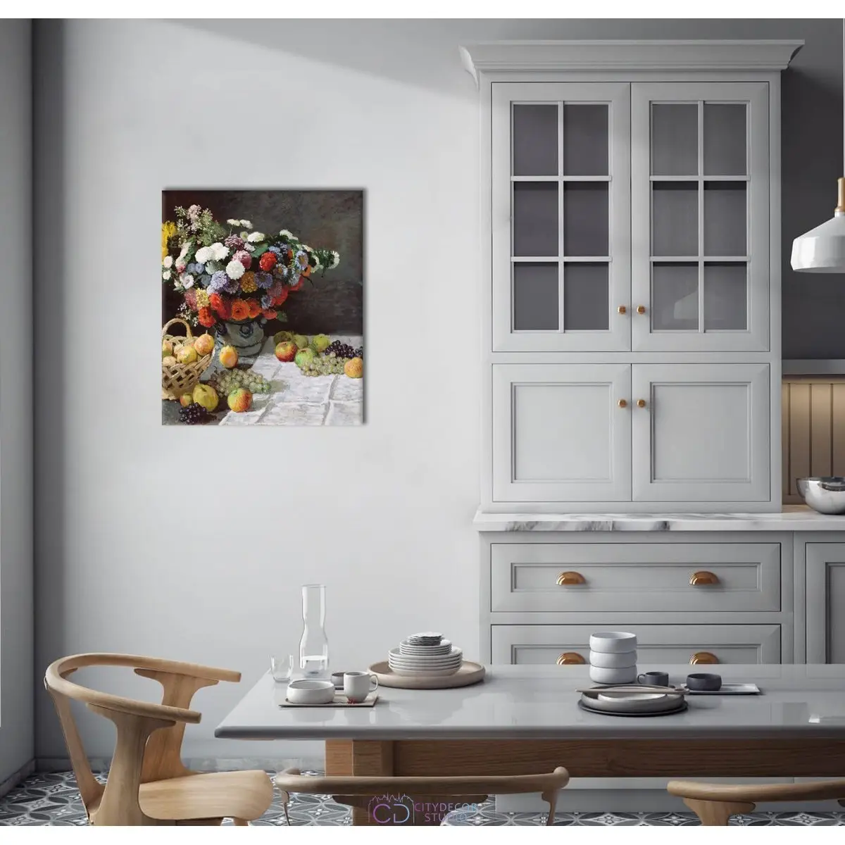 Модульная картина Citydecor "Цветы и фрукты", Клод Моне. Репродукция, арт. 2.231 (1 модуль) 60x70 см