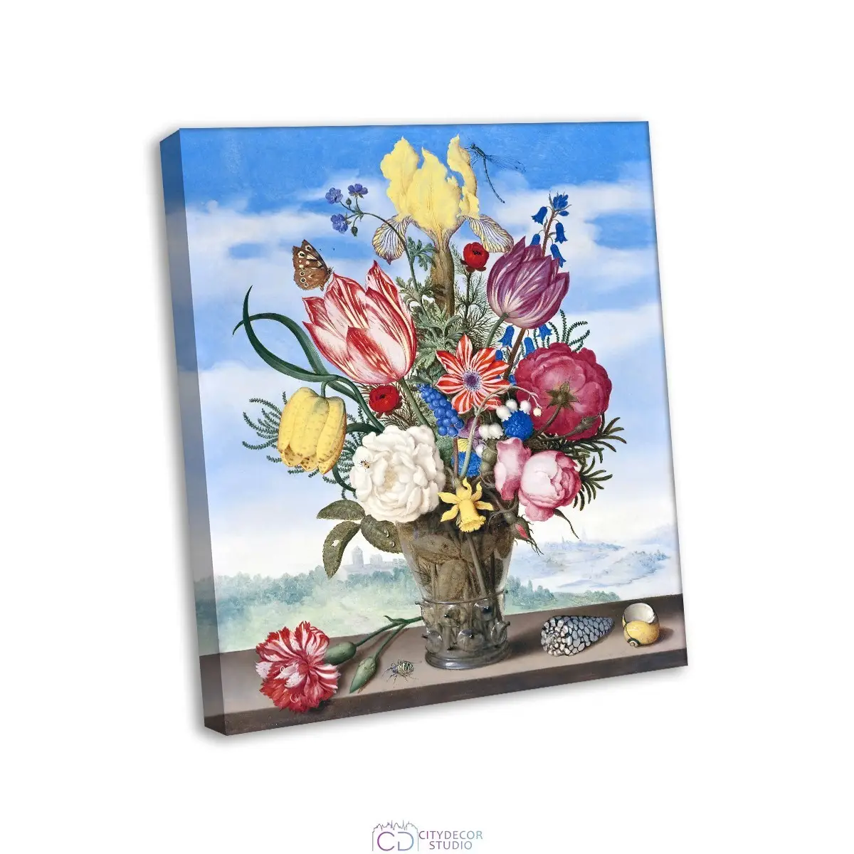 Модульная картина Citydecor "Букет цветов на полке", Амброзиус Босхарт. Репродукция, арт. 2.242 (1 модуль) 60x70 см