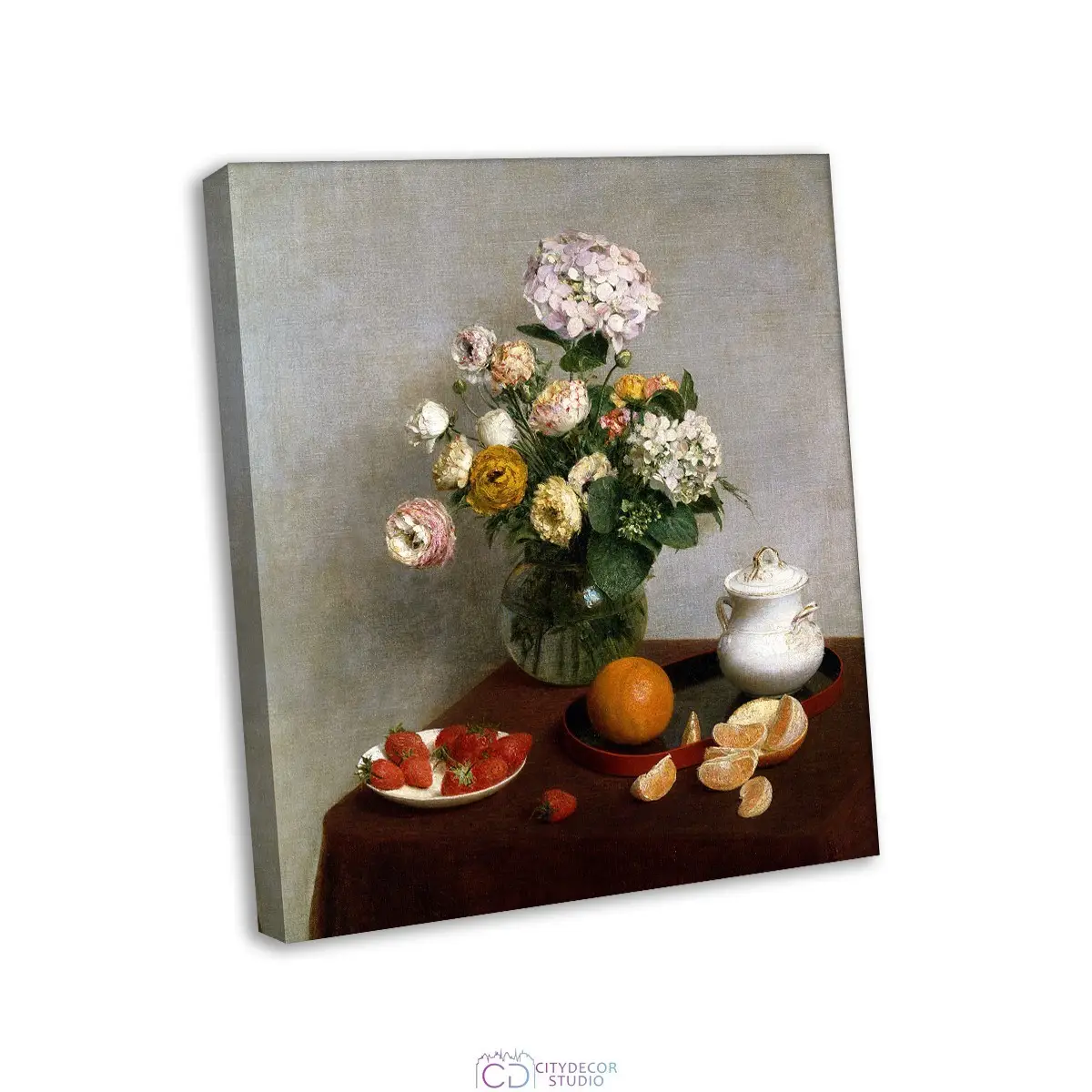 Модульная картина Citydecor "Цветы и фрукты", Генри Латур. Репродукция, арт. 2.245 (1 модуль) 60x70 см