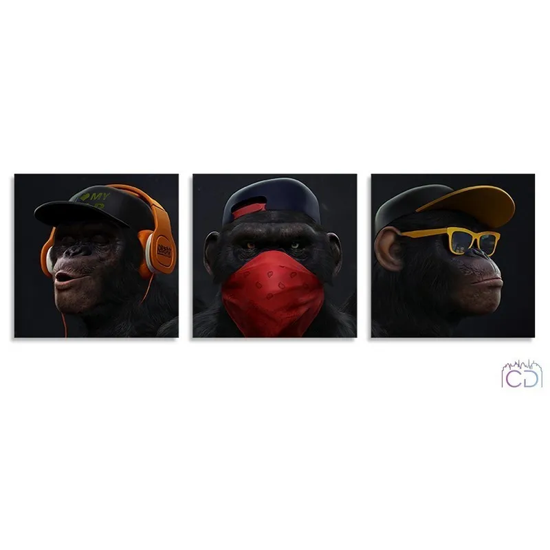 Модульная картина Citydecor Gangster Monkey арт. 3.45 (3 модуля) 37x117 см