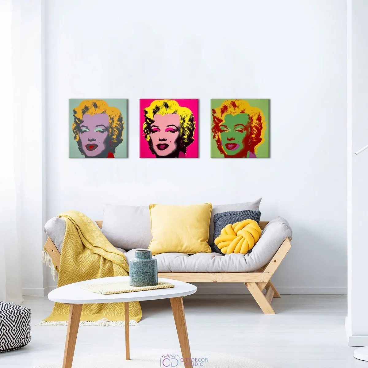 Модульная картина Citydecor &quot;Мэрилин Монро&quot;, Энди Уорхол. Репродукция, арт.3.61 (3 модуля) 37x117 см