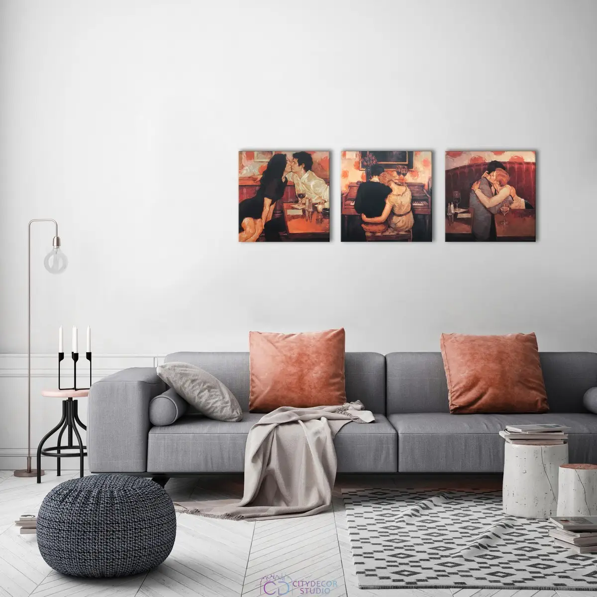 Модульная картина Citydecor "Желание", Джозеф Ларассо. Репродукция, арт. 3.63 (3 модуля) 37x117 см