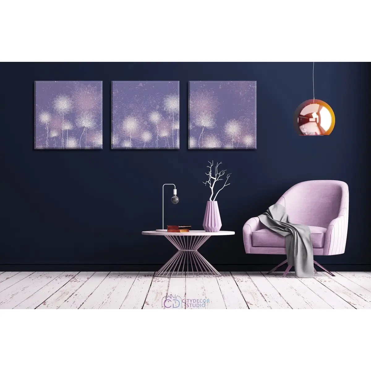 Дизайнерская модульная картина Citydecor Невесомость арт. 3.69 (3 модуля) 37x117 см
