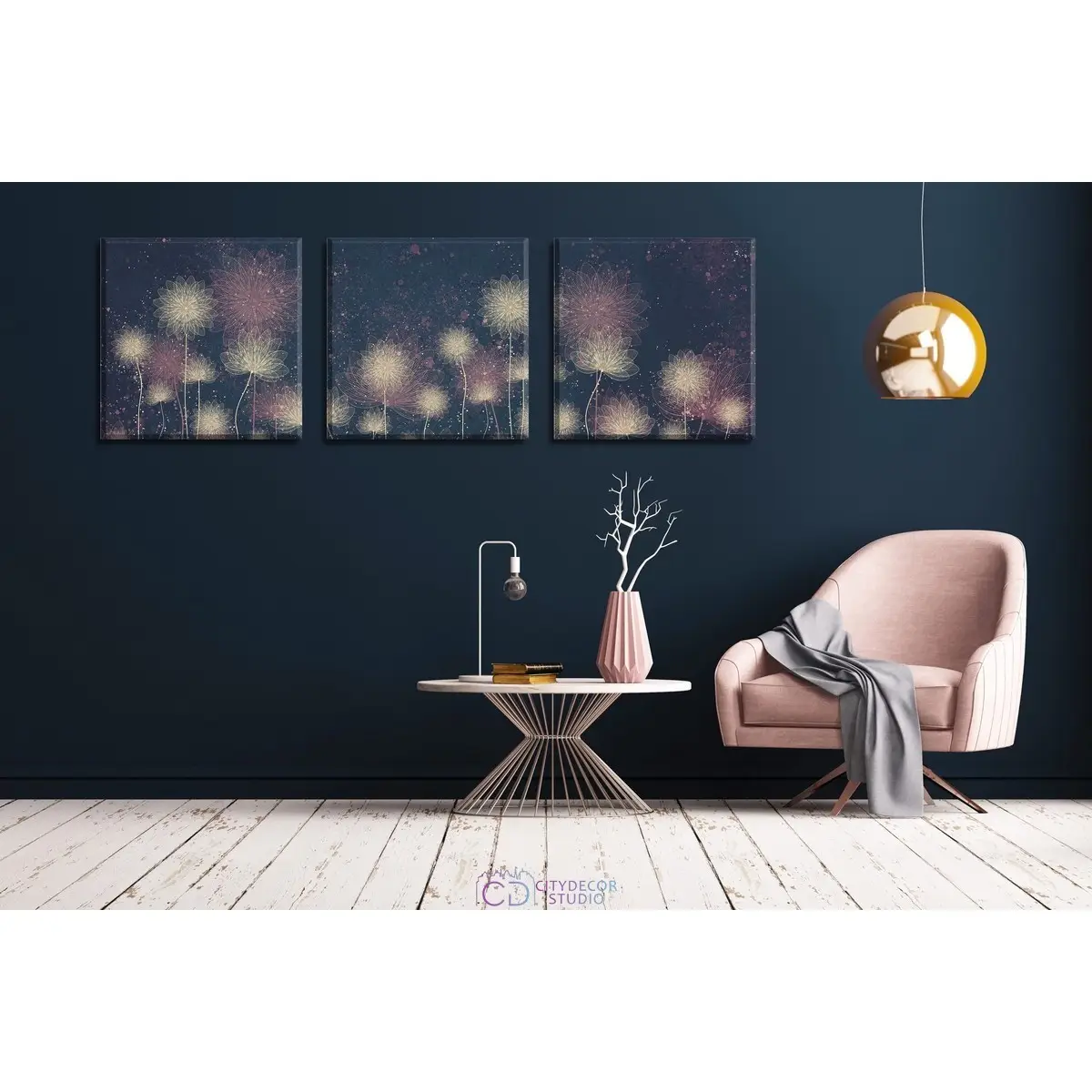 Дизайнерская модульная картина Citydecor Невесомость арт. 3.74 (3 модуля) 37x117 см