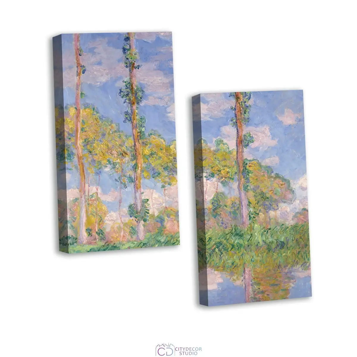Модульная картина Citydecor "Тополя на солнце", Клод Моне. Репродукция, арт. 4.37 (2 модуля) 100x77 см