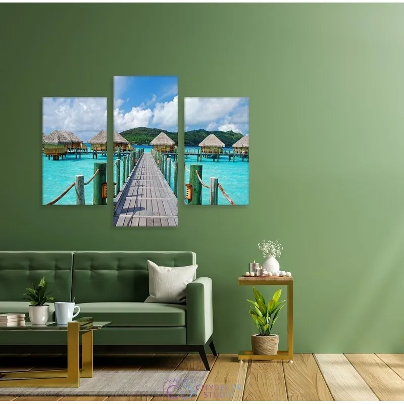 Модульная картина Citydecor Море/Водопады арт. 5.1 (3 модуля) 70x96 см