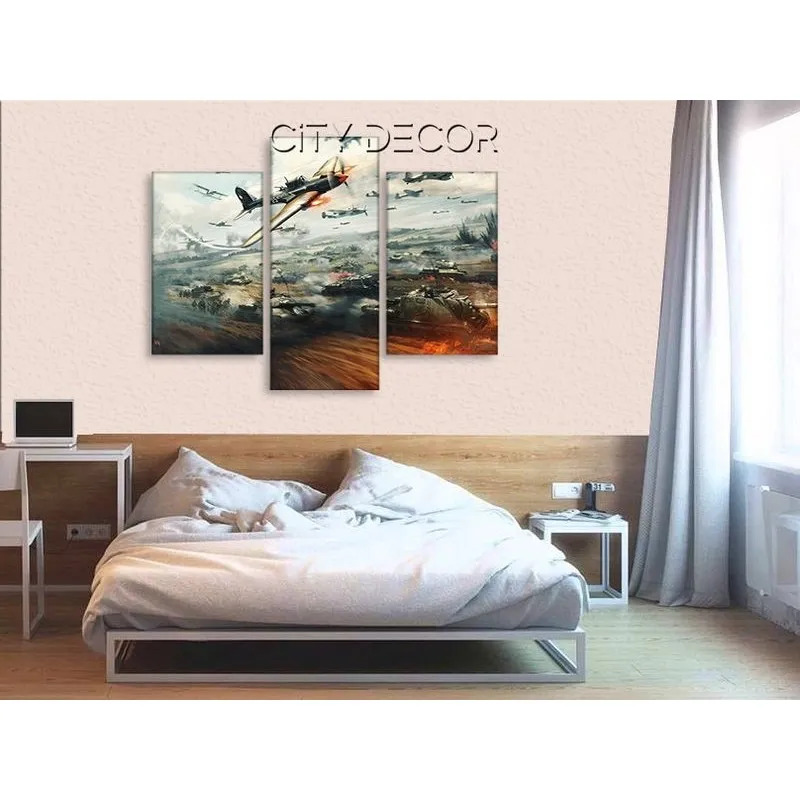 Модульная картина Citydecor Танки арт. 5.26 (3 модуля) 70x96 см