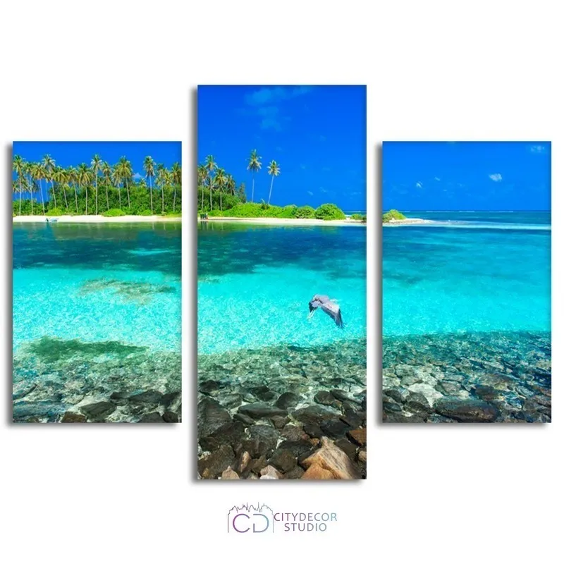Модульная картина Citydecor Море/Водопады арт. 5.3 (3 модуля) 70x96 см