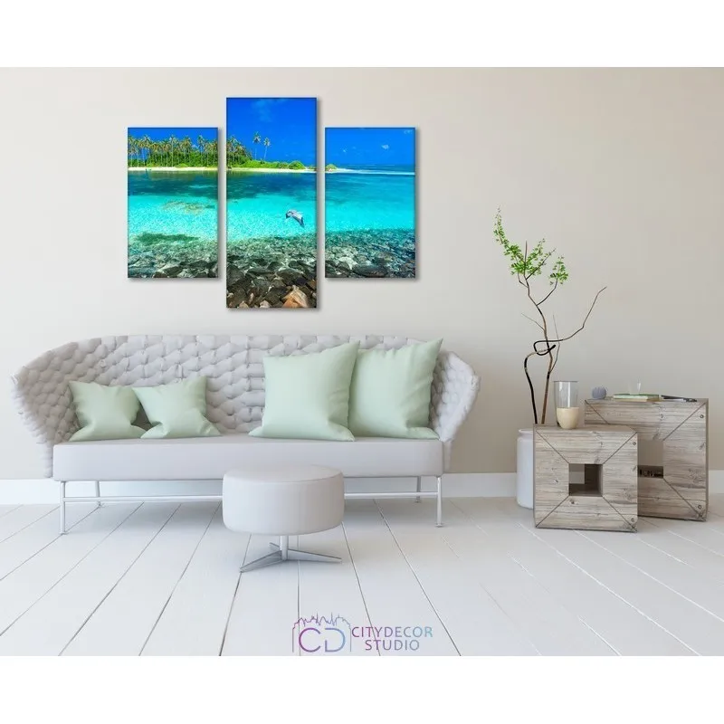 Модульная картина Citydecor Море/Водопады арт. 5.3 (3 модуля) 70x96 см