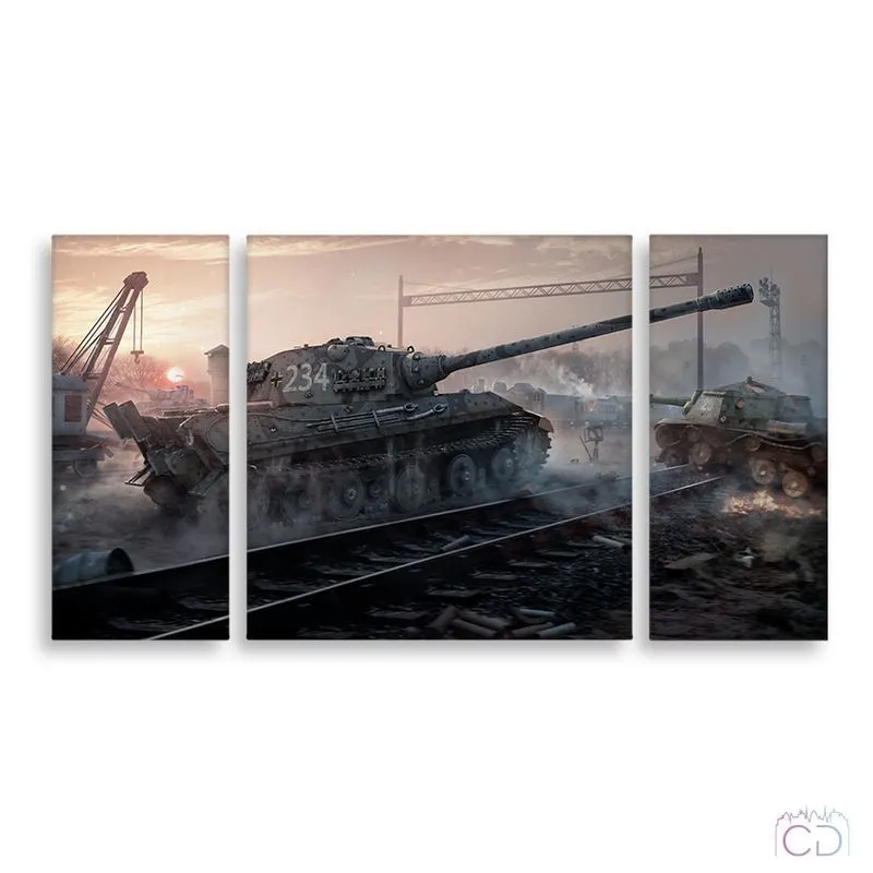 Модульная картина Citydecor Танки арт. 6.36 (3 модуля) 60x118 см