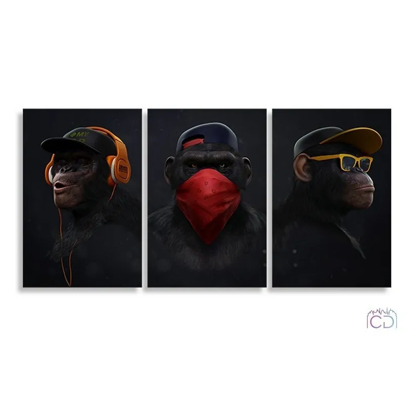 Модульная картина Citydecor Gangster Monkey арт. 19.12 (3 модуля) 75x156 см
