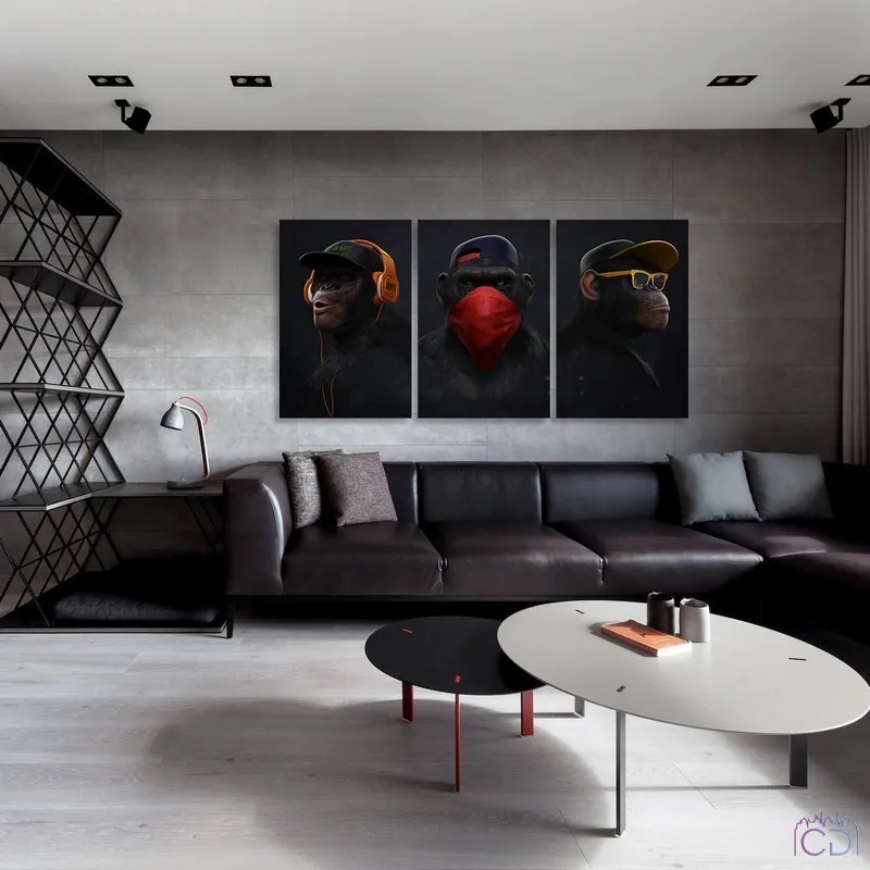 Модульная картина Citydecor Gangster Monkey арт. 19.12 (3 модуля) 75x156 см