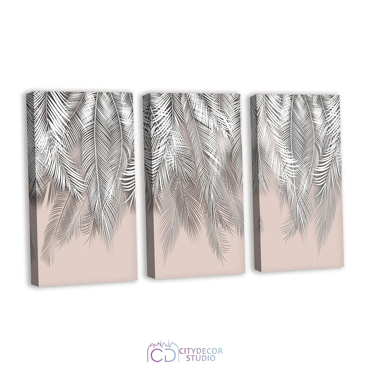 Модульная картина Citydecor Пальмовые листья (розовый) арт. 7.131 (3 модуля) 75x117 см