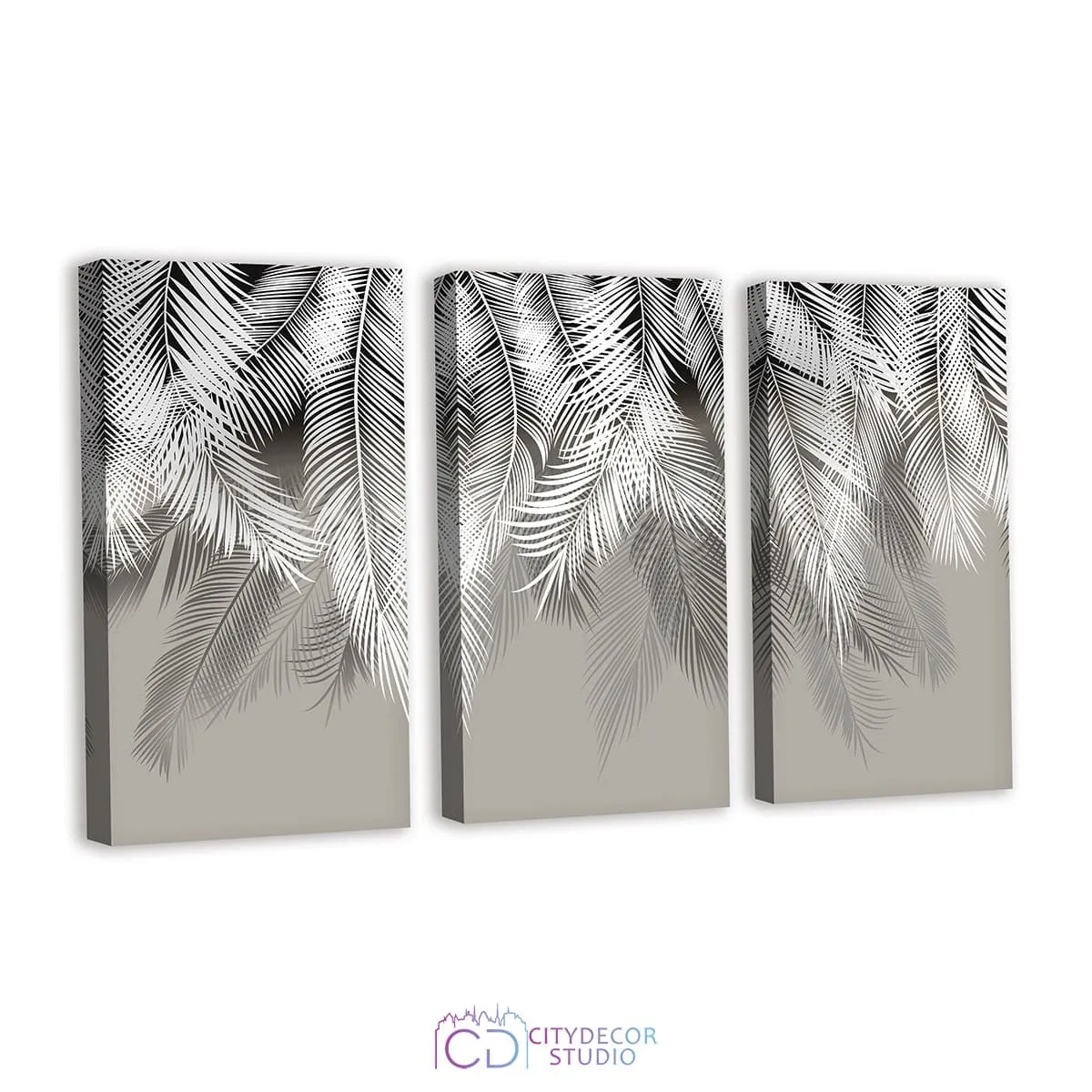 Модульная картина Citydecor Пальмовые листья (серый) арт. 7.133 (3 модуля) 75x117 см