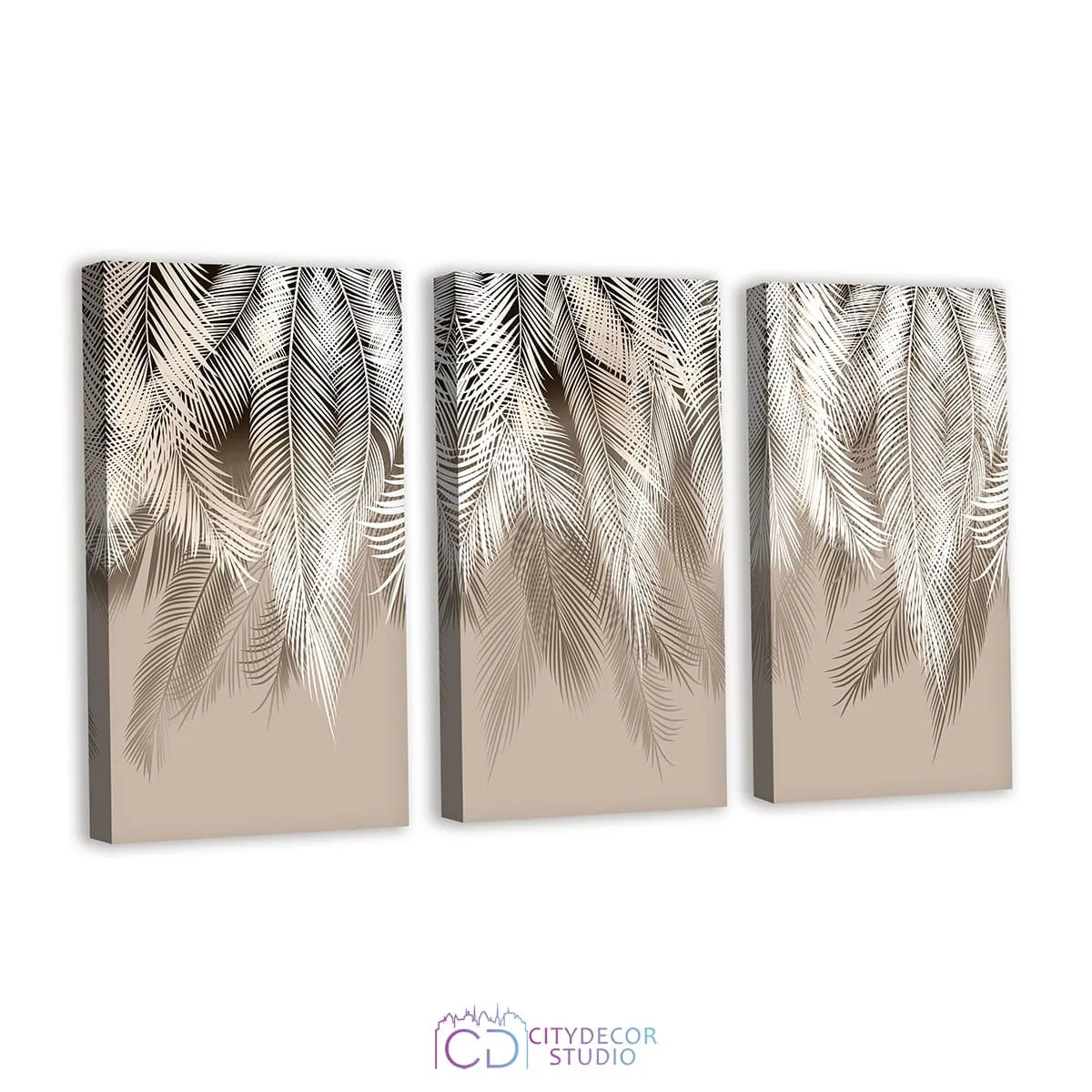 Модульная картина Citydecor Пальмовые листья (бежевый) арт. 7.136 (3 модуля) 75x117 см