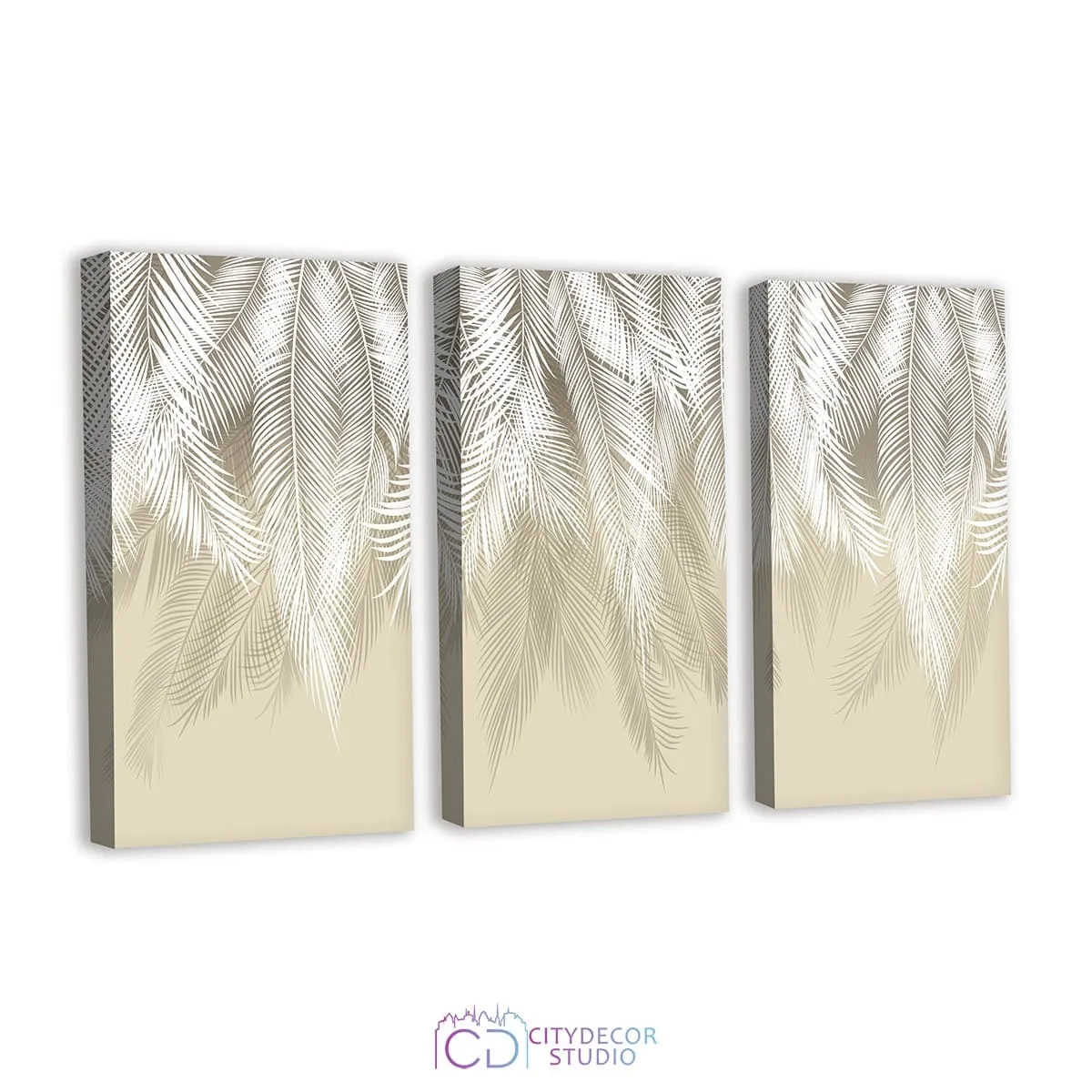 Модульная картина Citydecor Пальмовые листья (бежевый) арт. 7.137 (3 модуля) 75x117 см