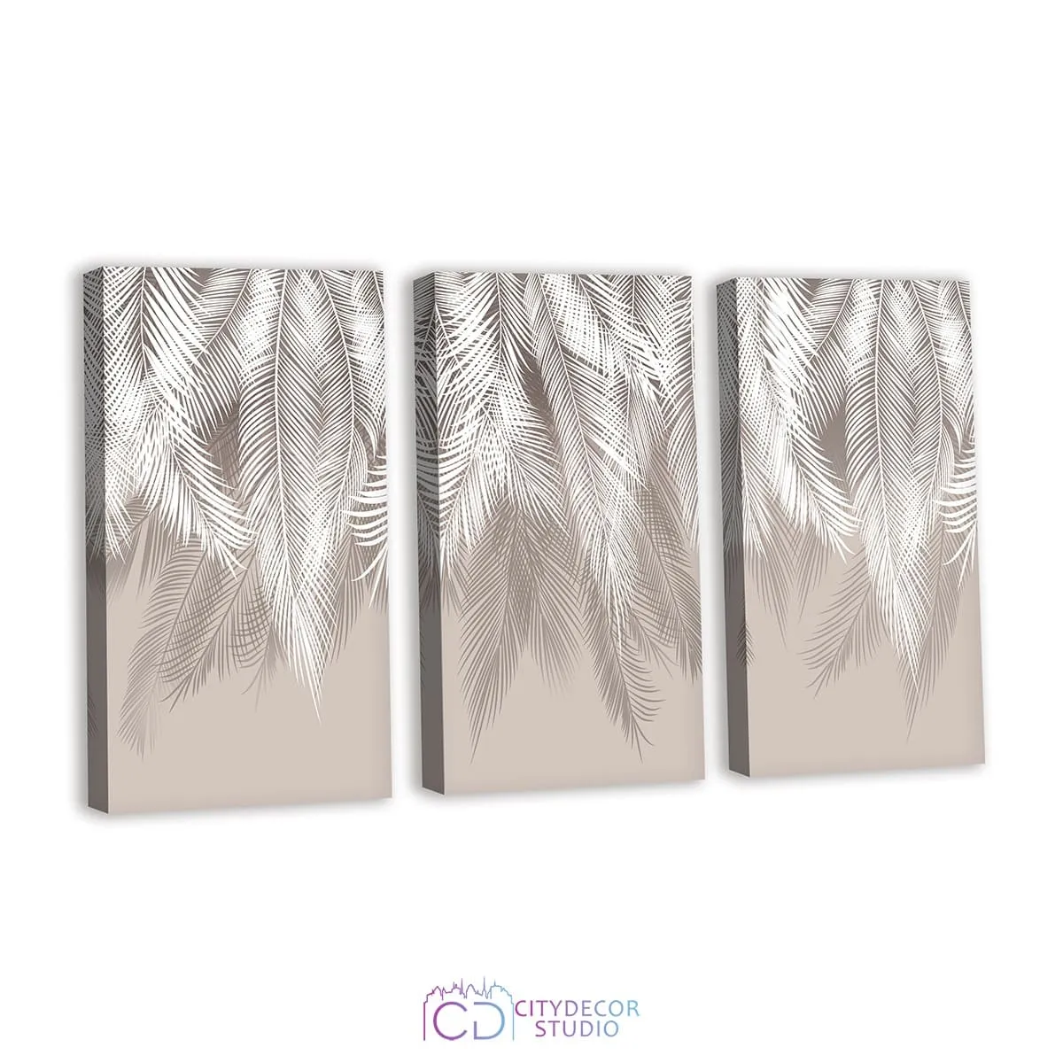 Модульная картина Citydecor Пальмовые листья (бежевый) арт. 7.139 (3 модуля) 75x117 см
