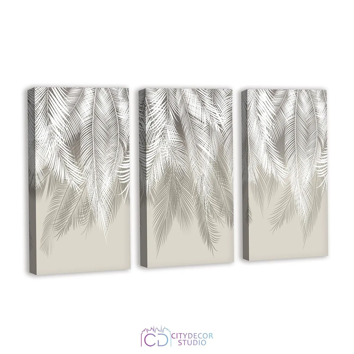 Модульная картина Citydecor Пальмовые листья (бежевый) арт. 7.140 (3 модуля) 75x117 см