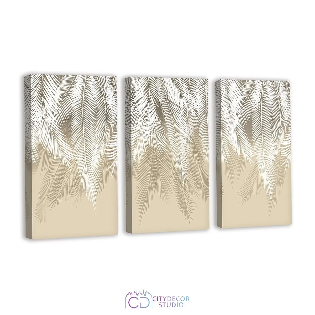 Модульная картина Citydecor Пальмовые листья (бежевый) арт. 7.141 (3 модуля) 75x117 см