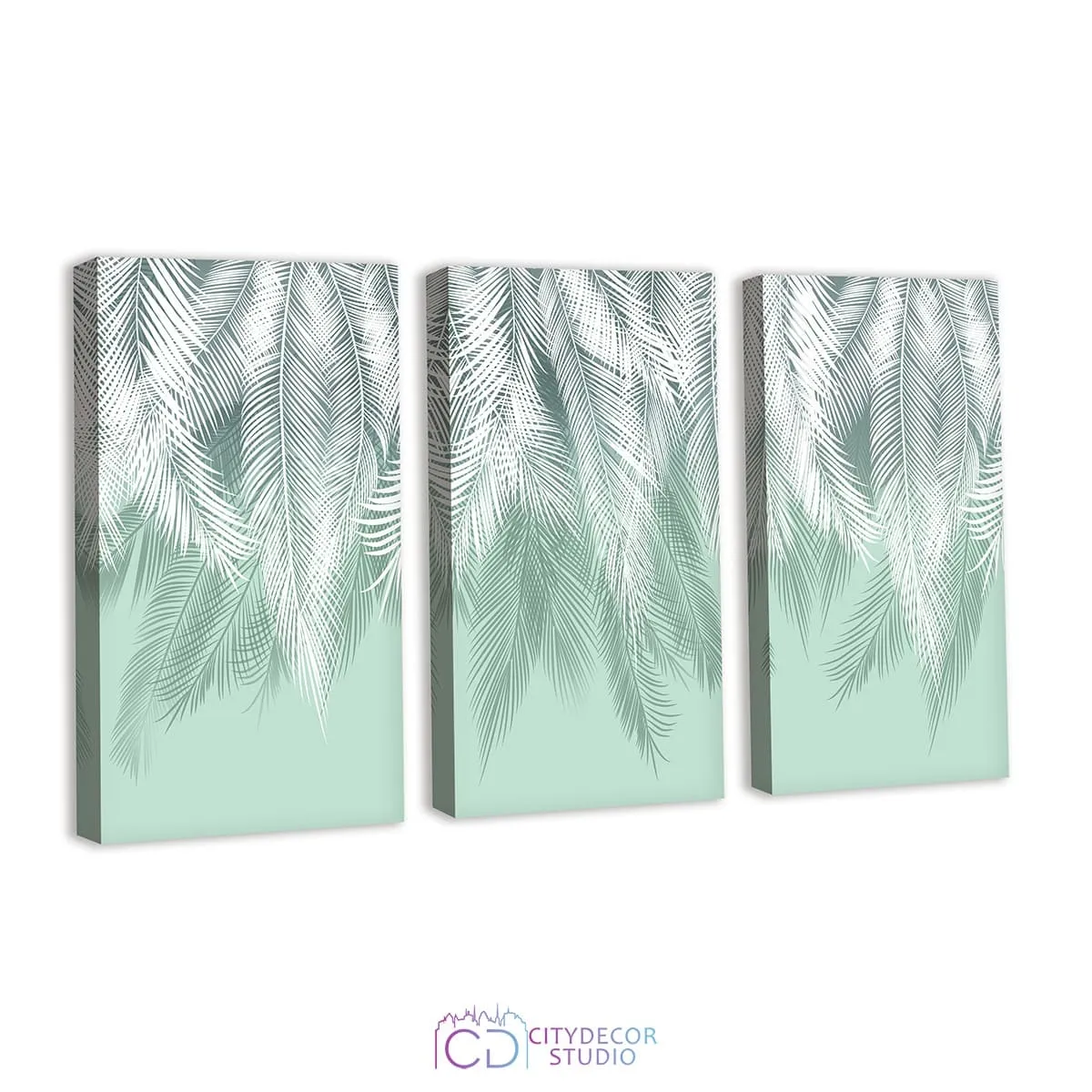 Модульная картина Citydecor Пальмовые листья (бирюзовый) арт. 7.149 (3 модуля) 75x117 см